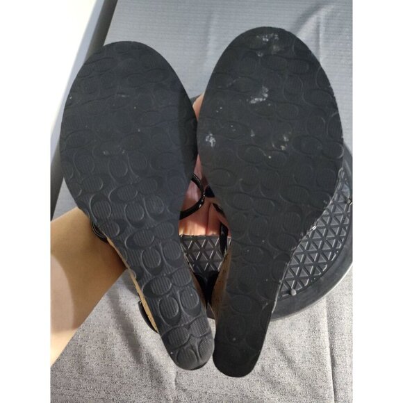 COACH Black logo JOSLIN Strappy wedge Shoe Size 7.5 - Picture 10 of 16